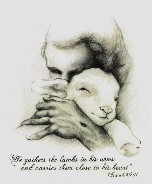 Jesus holding a lamb